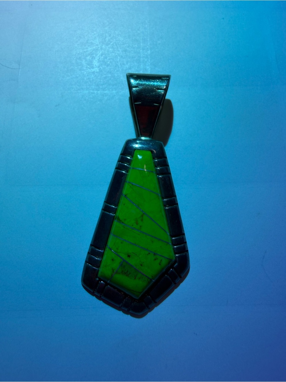 Jay king Green Stone Pendant Sterling Silver Setting